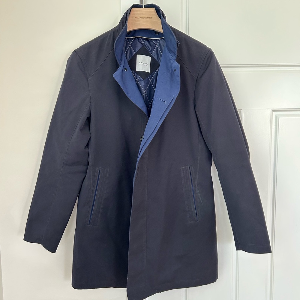 Navy Blue Men's Trench Coat, water repellent